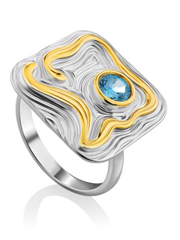 Abstract Design Gilded Silver Topaz Ring, Ring Size: 8.5 / 18.5, image 