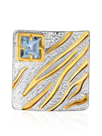 Geometric Design Silver Topaz Statement Ring, Ring Size: 9 / 19, image , picture 3