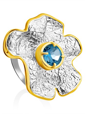 Floral Design Silver Topaz Ring, Ring Size: 8 / 18, image 