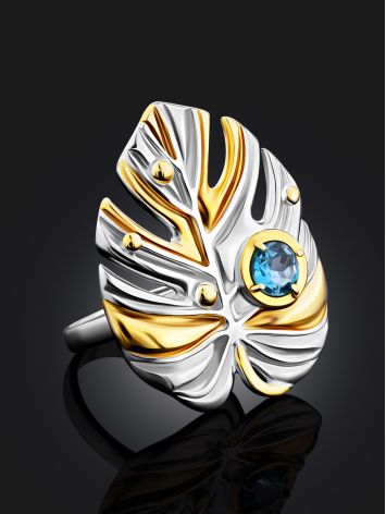 Leaf Design Silver Topaz Ring, Ring Size: 7 / 17.5, image , picture 2