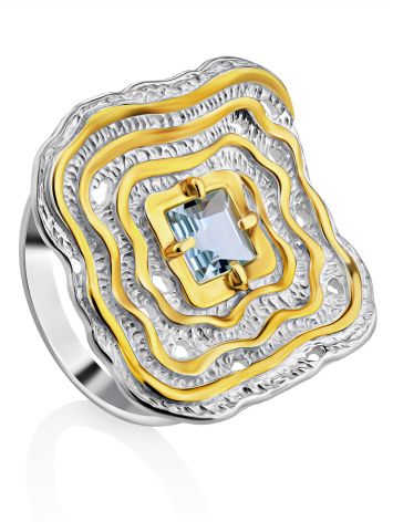 Fabulous Gilded Silver Topaz Ring, Ring Size: 8 / 18, image 