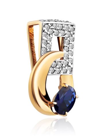 Geometric Design Gold Sapphire Pendant, image , picture 3
