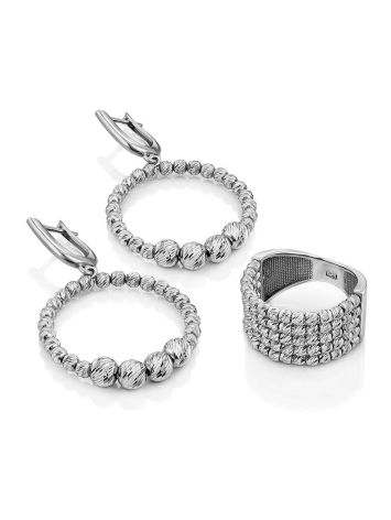 Bold Silver Dangle Hoop Earrings The Sparkling, image , picture 4
