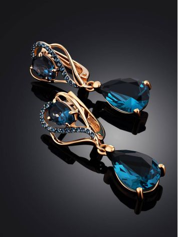 Elegant Gold Topaz Drop Earrings, image , picture 2