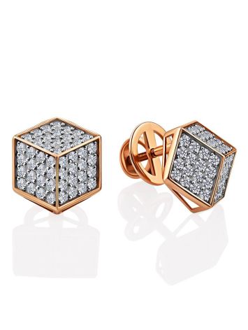 Shimmering Gold Crystal Stud Earrings The Roxy, image 