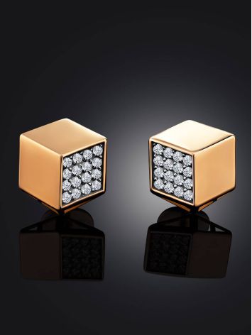 Geometric Gold Crystal Stud Earrings The Roxy, image , picture 2