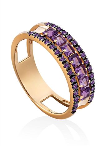 Chic Gold Amethyst Band Ring, Ring Size: 9.5 / 19.5, image 
