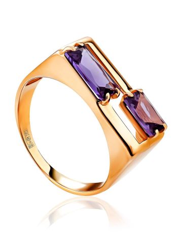 Geometric Deisgn Gold Alexandrite Ring, Ring Size: 7 / 17.5, image 