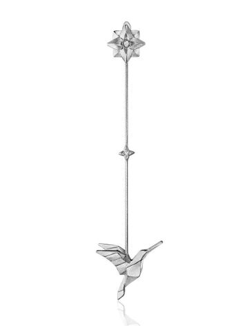 Silver Mono-Earring Origami Kolibri, image 