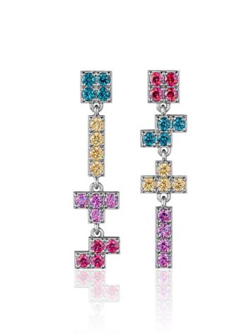 Silver Earrings with Gemstones The Tetris, image 