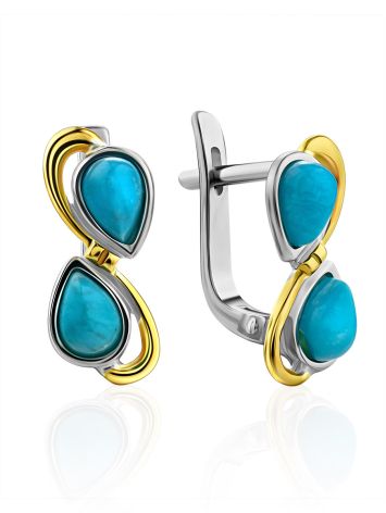Infinity Motif Silver Turquoise Earrings, image 