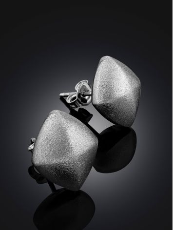 Stylish Matte Silver Stud Earrings The Silk, image , picture 2