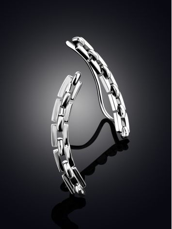 Fashionable Chain Design Silver Climber Earrings, image , picture 2