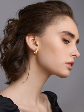 Modern Design Gilded Silver Hoop Earrings The Silk, image , picture 3