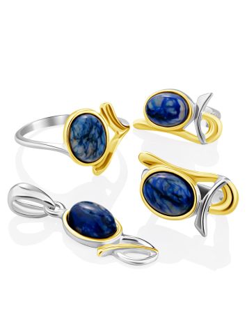 Bicolor Gilded Silver Azurite Earrings, image , picture 3