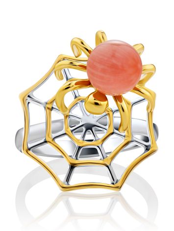 Spider Web Design Gilded Silver Coral Ring, Ring Size: 7 / 17.5, image , picture 4