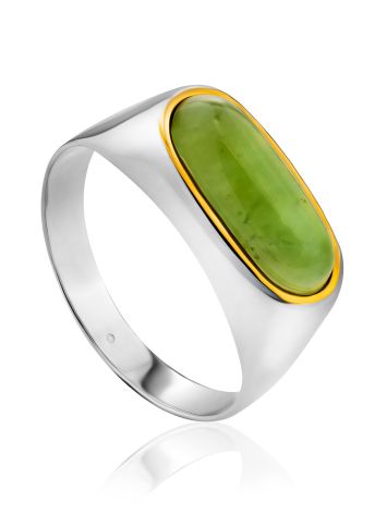 Stylish Silver Jade Ring, Ring Size: 10 / 20, image 