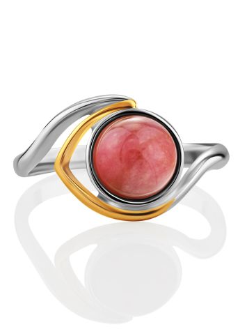 Curvaceous Design Gilded Silver Rhodonite Ring, Ring Size: 8 / 18, image , picture 4