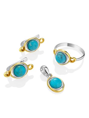 Bicolor Silver Turquoise Ring, Ring Size: 6.5 / 17, image , picture 5