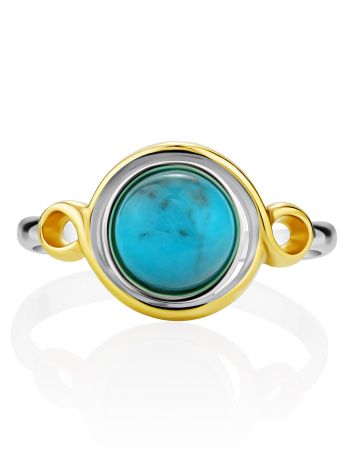 Bicolor Silver Turquoise Ring, Ring Size: 6.5 / 17, image , picture 4