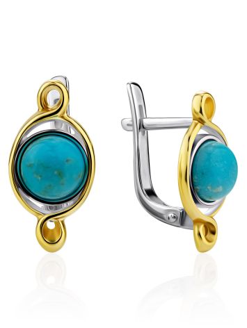 Chic Bicolor Silver Turquoise Earrings, image 