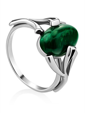 Chic Silver Reconstituted Malachite Ring, Ring Size: 8 / 18, image 