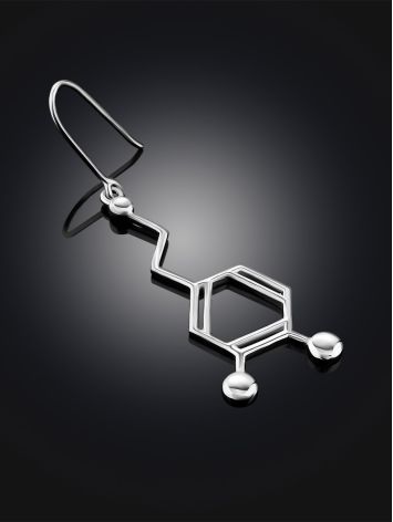 Silver Dopamine Molecule Mono Earring Hippocrates, image , picture 2