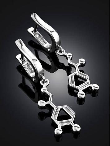 Silver Adrenaline Molecule Earrings Hippocrates, image , picture 2
