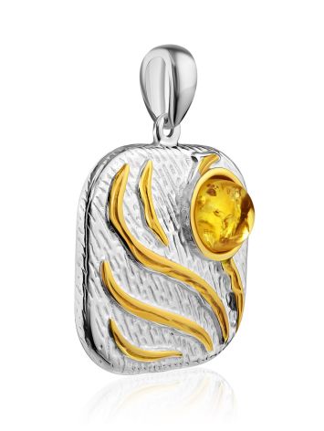 Mix Tone Gilded Silver Amber Pendant, image , picture 3