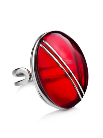 Stylish Silver Amber Adjustable Ring The Sangria, Ring Size: Adjustable, image , picture 3