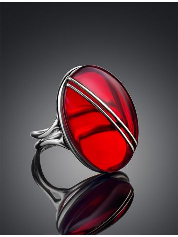 Stylish Silver Amber Adjustable Ring The Sangria, Ring Size: Adjustable, image , picture 2