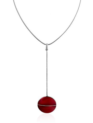 Stunning Geometric Design Silver Amber Necklace The Sangria, image 