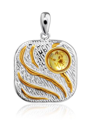 Mix Tone Gilded Silver Amber Pendant, image 