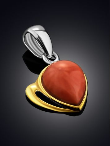 Sleek Gilded Silver Coral Pendant, image , picture 2