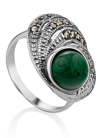 Chic Silver Reconstituted Malachite Ring The Lace, Ring Size: 6.5 / 17, image 
