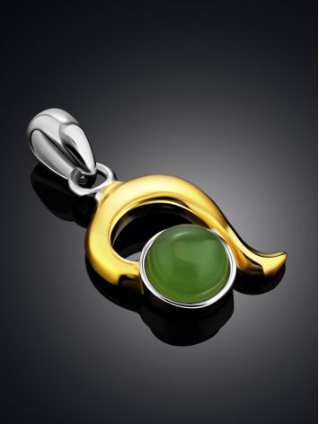 Sleek Gilded Silver Jade Pendant, image , picture 2