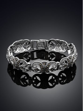 Gorgeous Silver Marcasite Bracelet The Lace, Length: 18, image , picture 2