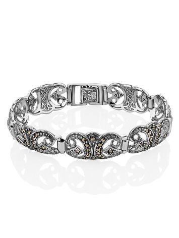 Gorgeous Silver Marcasite Bracelet The Lace, Length: 18, image 