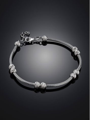 Simplistic Design Silver Beaded Bracelet The Sparkling, image , picture 2