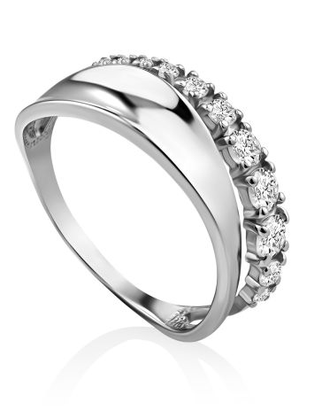 Stylish Silver Crystal Ring, Ring Size: 5 / 15.5, image 