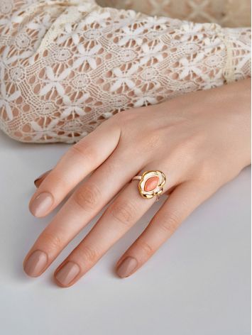 Floral Design Gilded Silver Coral Ring, Ring Size: 6.5 / 17, image , picture 3