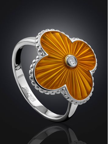 Orange Enamel Diamond Ring The Heritage, Ring Size: 8 / 18, image , picture 2