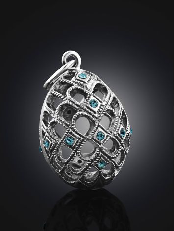 Ornate Silver Crystal Egg Pendant The Romanov, image , picture 2