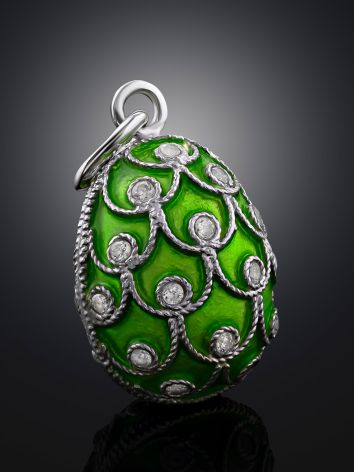 Dazzling Silver Enamel Egg Pendant With Crystals The Romanov, image , picture 2