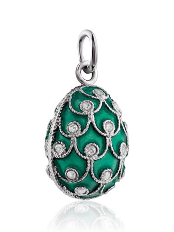 Vintage Inspired Silver Enamel Egg Shaped Pendant The Romanov, image , picture 3