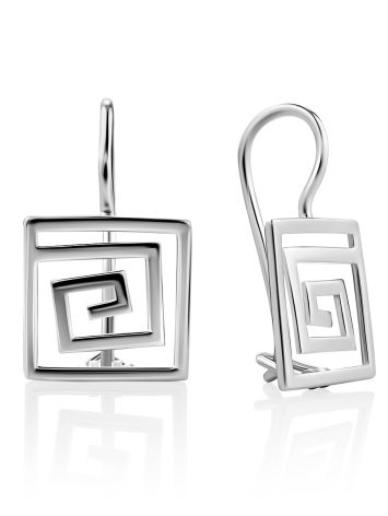 Labyrinth Design Silver Earrings, image 