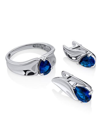 Sleek Silver Blue Crystal Earrings, image , picture 2
