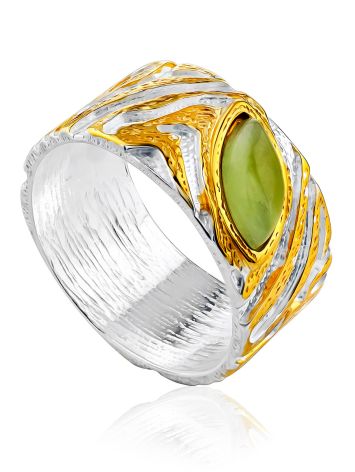 Textured Bicolor Silver Jade Band Ring, Ring Size: 7 / 17.5, image 