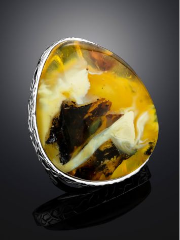 Boho Style Amber Cocktail Ring The Bella Terra, Ring Size: Adjustable, image , picture 2