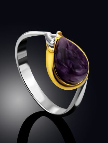 Chic Gilded Silver Charoite Ring, Ring Size: 7 / 17.5, image , picture 2